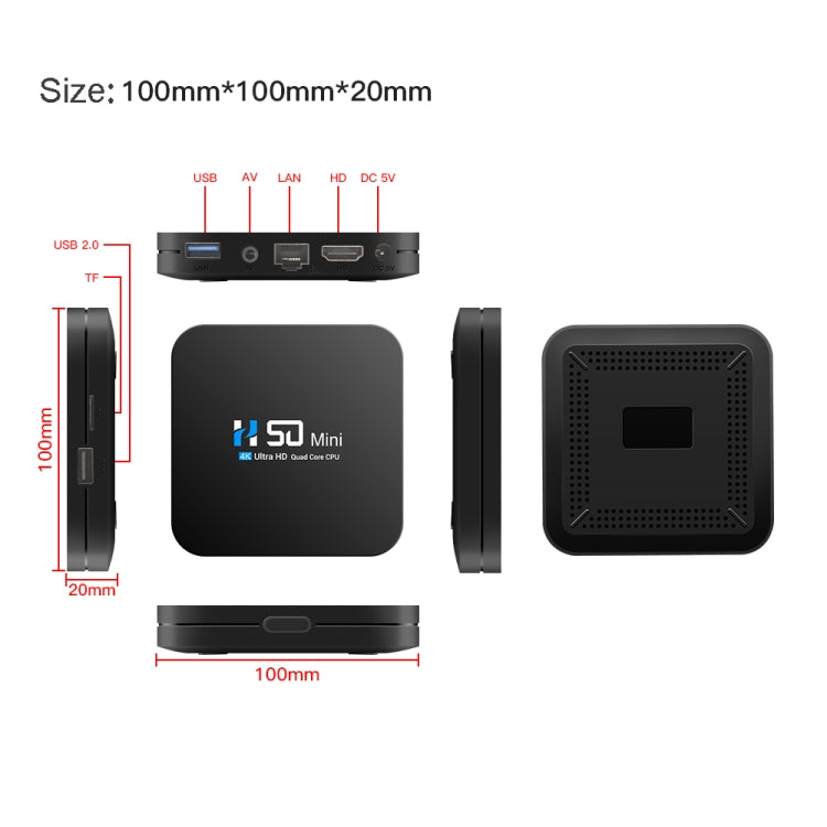 H50 Mini 4K Smart Network TV Box, Android 10.0, RK3318 Quad Core, 2GB+8GB, US Plug - RK3318 by PMC TechLife | Online Shopping South Africa | PMC TechLife | Buy Now Pay Later Mobicred