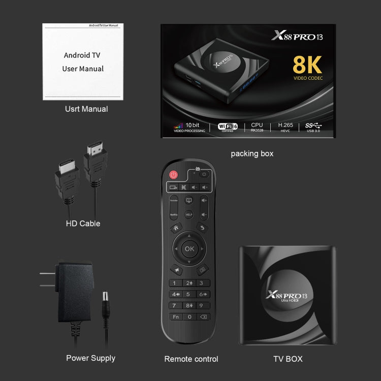X88 Pro 13 Android 13.0 Smart TV Box with Remote Control, RK3528 Quad-Core, 2GB+16GB (UK Plug) - Others by PMC TechLife | Online Shopping South Africa | PMC TechLife | Buy Now Pay Later Mobicred