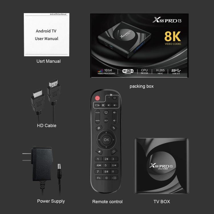 X88 Pro 13 Android 13.0 Smart TV Box with Remote Control, RK3528 Quad-Core, 4G+32GB(UK Plug) - Others by PMC Jewellery | Online Shopping South Africa | PMC Jewellery | Buy Now Pay Later Mobicred