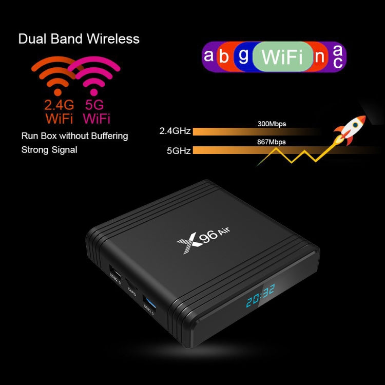 X96 Air 8K Smart TV BOX Android 9.0 Media Player with Remote Control, Quad-core Amlogic S905X3, RAM: 2GB, ROM: 16GB, Dual Band WiFi, AU Plug - Amlogic S905 by PMC Jewellery | Online Shopping South Africa | PMC Jewellery | Buy Now Pay Later Mobicred