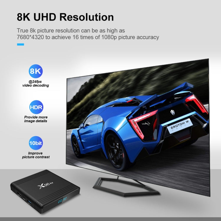 X96 Air 8K Smart TV BOX Android 9.0 Media Player with Remote Control, Quad-core Amlogic S905X3, RAM: 4GB, ROM: 64GB, Dual Band WiFi, Bluetooth, EU Plug - Amlogic S905 by PMC TechLife | Online Shopping South Africa | PMC TechLife | Buy Now Pay Later Mobicred