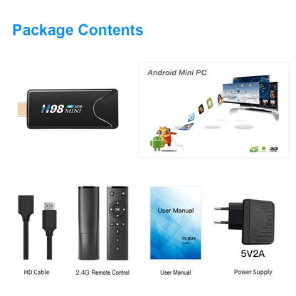 H98 Mini 4K Dongle Smart TV BOX Android 10 Media Player with Remote Control, Allwinner H313 Quad-core ARM Cortex-A53, RAM: 2GB, ROM: 16GB, Support WiFi, Bluetooth, OTG, EU Plug - Allwinner H3 by PMC Jewellery | Online Shopping South Africa | PMC Jewellery | Buy Now Pay Later Mobicred