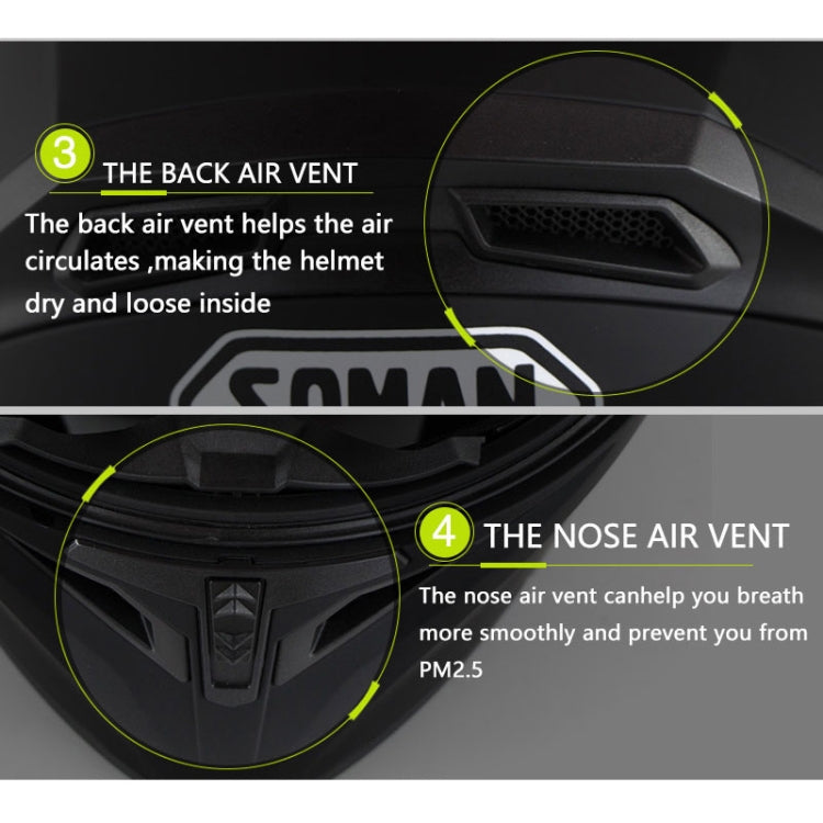 Soman 955 Skyeye Motorcycle Full / Open Face Bluetooth Helmet Headset Full Face, Supports Answer / Hang Up Calls(Pearl White) - Helmets by SOMAN | Online Shopping South Africa | PMC TechLife | Buy Now Pay Later Mobicred