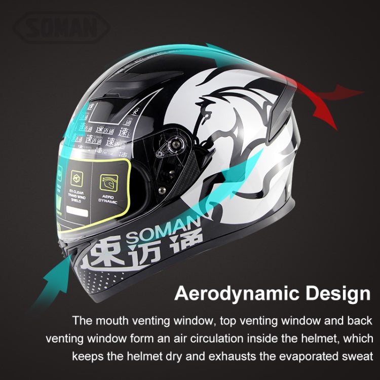 Soman SM-960 Motorcycle Electromobile Full Face Helmet Double Lens Protective Helmet(Silver with Silver Lens) - Helmets by SOMAN | Online Shopping South Africa | PMC Jewellery | Buy Now Pay Later Mobicred