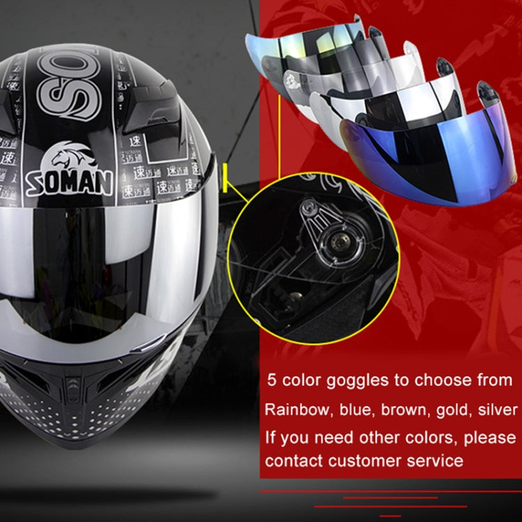 Soman SM-960 Motorcycle Electromobile Full Face Helmet Double Lens Protective Helmet(Silver with Silver Lens) - Helmets by SOMAN | Online Shopping South Africa | PMC Jewellery | Buy Now Pay Later Mobicred