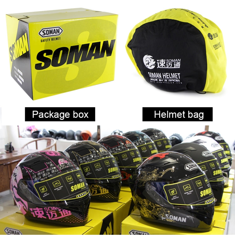 Soman SM-960 Motorcycle Electromobile Full Face Helmet Double Lens Protective Helmet(Red with Gold Lens) - Helmets by SOMAN | Online Shopping South Africa | PMC Jewellery | Buy Now Pay Later Mobicred