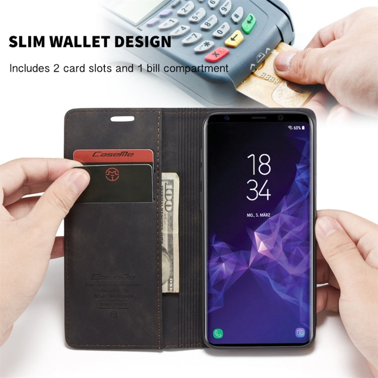 CaseMe-013 Multifunctional Retro Frosted Horizontal Flip Leather Case with Card Slot & Holder & Wallet for Galaxy S9 Plus(Black) - Galaxy Phone Cases by CaseMe | Online Shopping South Africa | PMC Jewellery | Buy Now Pay Later Mobicred