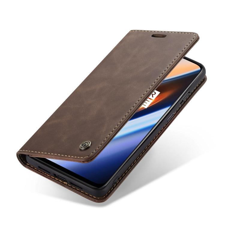 CaseMe-013 Multifunctional Horizontal Flip Leather Case with Card Slot & Holder for OnePlus 7(Coffee) - OnePlus Cases by CaseMe | Online Shopping South Africa | PMC Jewellery | Buy Now Pay Later Mobicred