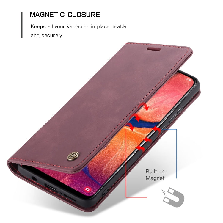 CaseMe-013 Multi-functional Retro Frosted Horizontal Flip Leather Case with Card Slot & Holder & Wallet For Galaxy A20e(Wine Red) - Galaxy Phone Cases by CaseMe | Online Shopping South Africa | PMC Jewellery | Buy Now Pay Later Mobicred