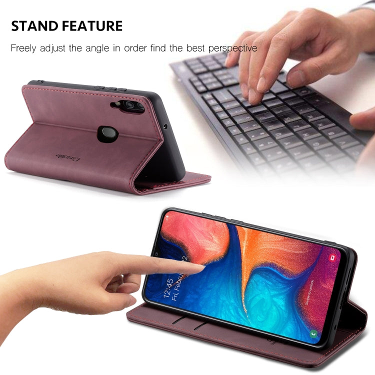 CaseMe-013 Multi-functional Retro Frosted Horizontal Flip Leather Case with Card Slot & Holder & Wallet For Galaxy A20e(Wine Red) - Galaxy Phone Cases by CaseMe | Online Shopping South Africa | PMC Jewellery | Buy Now Pay Later Mobicred