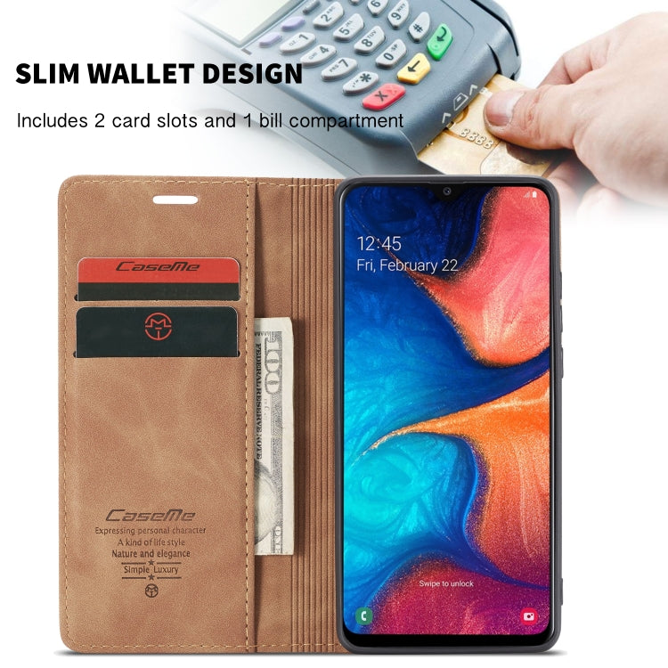 CaseMe-013 Multi-functional Retro Frosted Horizontal Flip Leather Case with Card Slot & Holder & Wallet For Galaxy A20e(Brown) - Galaxy Phone Cases by CaseMe | Online Shopping South Africa | PMC Jewellery | Buy Now Pay Later Mobicred