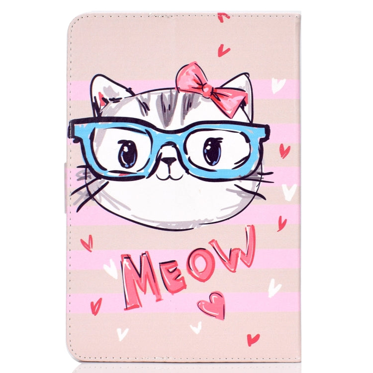 Colored Pattern Drawing Horizontal Flip PU Leather Case with Three-folding Holder for 10 inch Tablet PC(Glasses cat) - 10 - 11 inch by PMC TechLife | Online Shopping South Africa | PMC TechLife | Buy Now Pay Later Mobicred