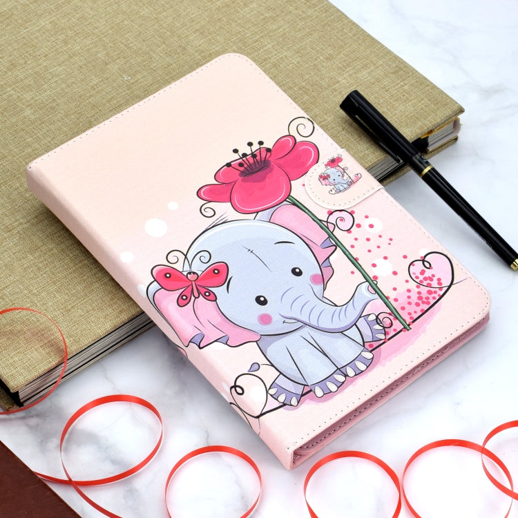 Colored Pattern Drawing Horizontal Flip PU Leather Case with Three-folding Holder for 10 inch Tablet PC(Elephant flowers) - 10 - 11 inch by PMC TechLife | Online Shopping South Africa | PMC TechLife | Buy Now Pay Later Mobicred