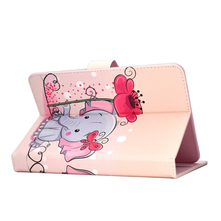 Colored Pattern Drawing Horizontal Flip PU Leather Case with Three-folding Holder for 10 inch Tablet PC(Elephant flowers) - 10 - 11 inch by PMC TechLife | Online Shopping South Africa | PMC TechLife | Buy Now Pay Later Mobicred