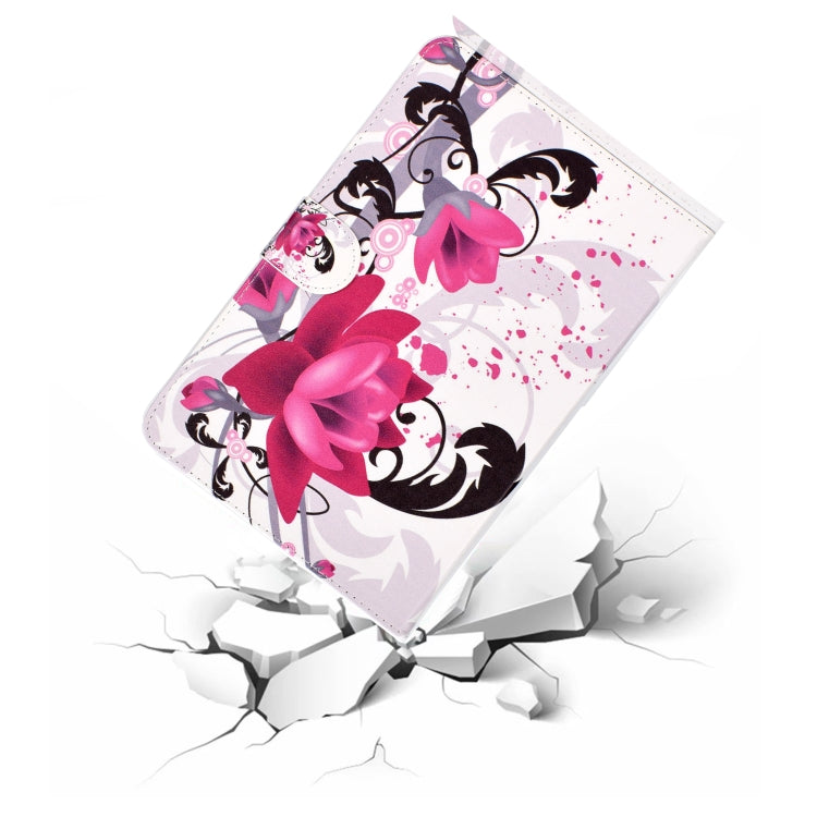 Colored Pattern Drawing Horizontal Flip PU Leather Case with Three-folding Holder for 10 inch Tablet PC(Flower) - 10 - 11 inch by PMC TechLife | Online Shopping South Africa | PMC TechLife | Buy Now Pay Later Mobicred