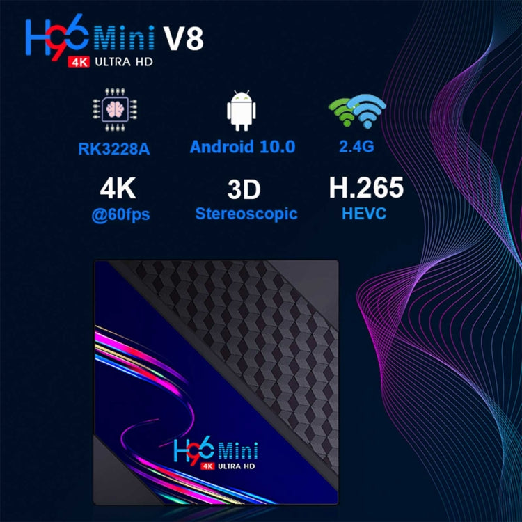 H96 Mini V8 4K Smart TV Box with Remote Control, Android 10.0, RK3228A Quad-core Cortex-A7, 2GB+16GB, Built-in TikTok, Support DLNA / HDMI / USBx2 / 2.4G WIFI, Plug Type:EU Plug - RK3228A by PMC Jewellery | Online Shopping South Africa | PMC Jewellery | Buy Now Pay Later Mobicred