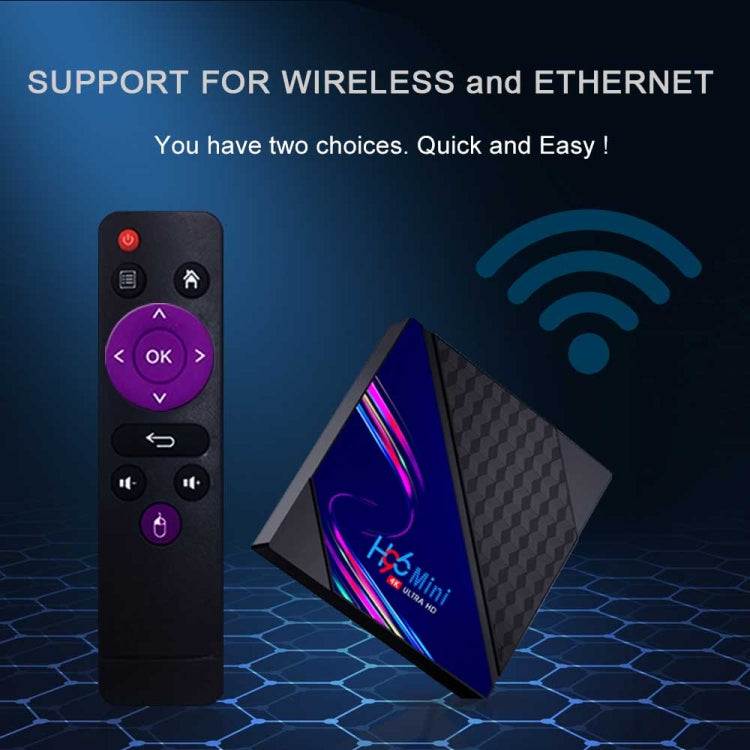 H96 Mini V8 4K Smart TV Box with Remote Control, Android 10.0, RK3228A Quad-core Cortex-A7, 2GB+16GB, Built-in TikTok, Support DLNA / HDMI / USBx2 / 2.4G WIFI, Plug Type:EU Plug - RK3228A by PMC Jewellery | Online Shopping South Africa | PMC Jewellery | Buy Now Pay Later Mobicred
