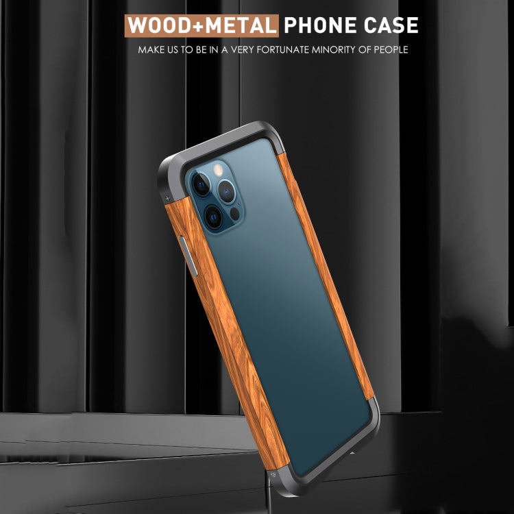 For iPhone 12 / 12 Pro R-JUST Metal + Wood Frame Protective Case - iPhone 12 / 12 Pro Cases by R-JUST | Online Shopping South Africa | PMC Jewellery