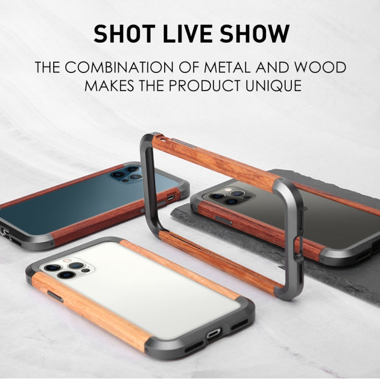 For iPhone 12 Pro Max R-JUST Metal + Wood Frame Protective Case - iPhone 12 Pro Max Cases by R-JUST | Online Shopping South Africa | PMC Jewellery