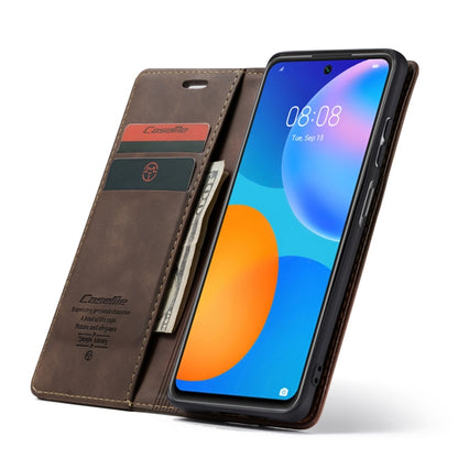 For Huawei P Smart 2021 CaseMe-013 Multifunctional Retro Frosted Horizontal Flip Leather Case with Card Slot & Holder & Wallet(Coffee) - Huawei Cases by CaseMe | Online Shopping South Africa | PMC Jewellery | Buy Now Pay Later Mobicred