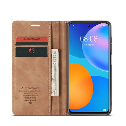 For Huawei P Smart 2021 CaseMe-013 Multifunctional Retro Frosted Horizontal Flip Leather Case with Card Slot & Holder & Wallet(Brown) - Huawei Cases by CaseMe | Online Shopping South Africa | PMC Jewellery | Buy Now Pay Later Mobicred