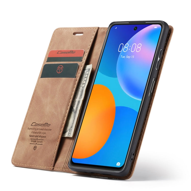 For Huawei P Smart 2021 CaseMe-013 Multifunctional Retro Frosted Horizontal Flip Leather Case with Card Slot & Holder & Wallet(Brown) - Huawei Cases by CaseMe | Online Shopping South Africa | PMC Jewellery | Buy Now Pay Later Mobicred