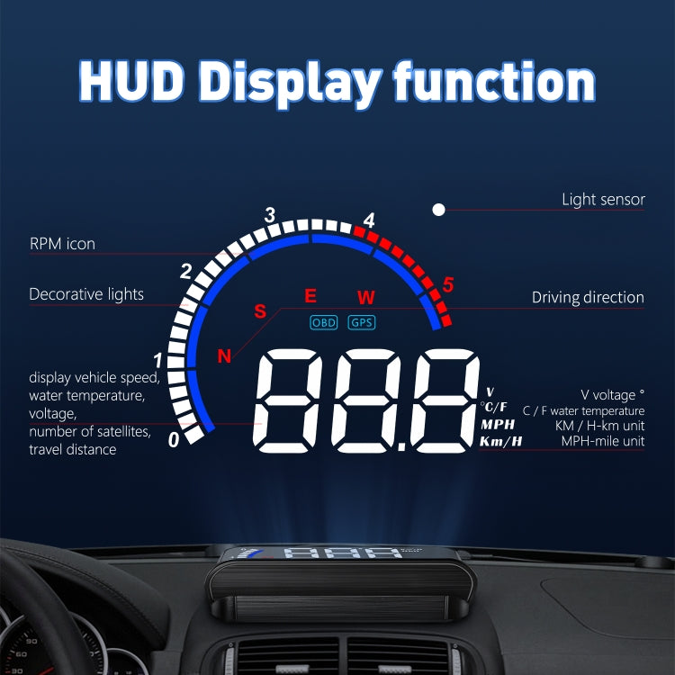 M13 Plus OBD2 + GPS Mode Car Head-up Display HUD Overspeed / Speed / Water Temperature Alarm / Eliminate Fault Codes - Head Up Display System by PMC Jewellery | Online Shopping South Africa | PMC Jewellery | Buy Now Pay Later Mobicred