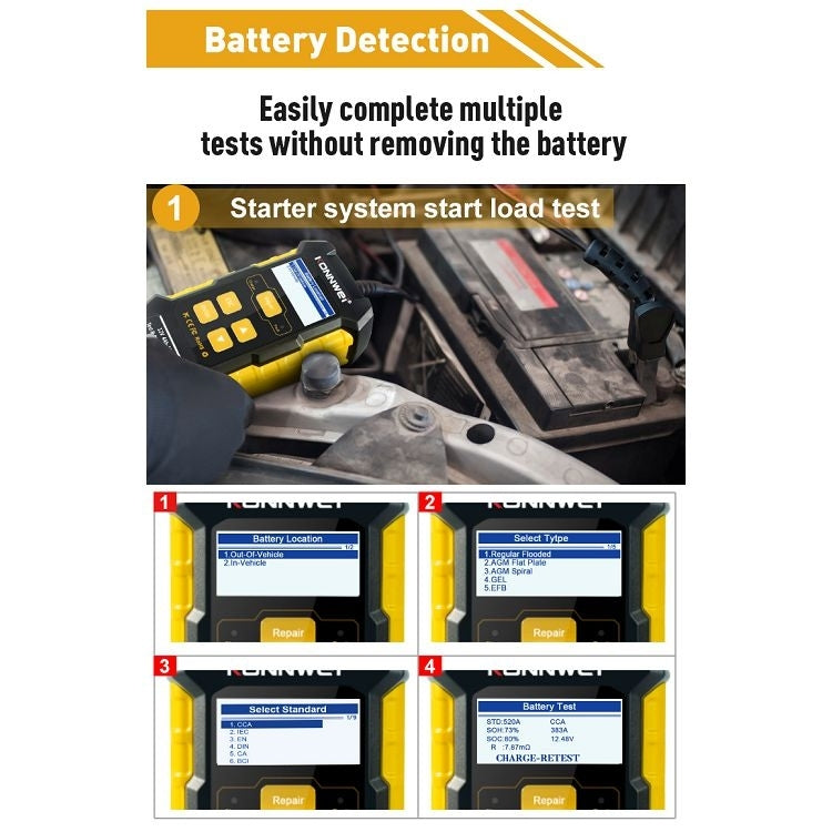 KONNWEI KW510 3 in 1 Car Battery Tester / Charger / Repairer, Support 8 Languages (EU Plug) - Code Readers & Scan Tools by KONNWEI | Online Shopping South Africa | PMC Jewellery | Buy Now Pay Later Mobicred