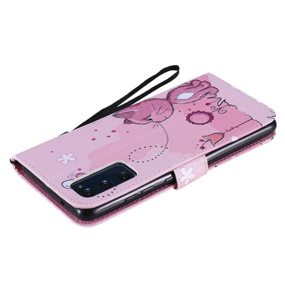 For Samsung Galaxy S20 FE Painted Pattern Horizontal Flip Leather Case, with Wallet & Holder & Card Slots & Lanyard(Cat and Bee) - Galaxy S20 FE Cases by PMC Jewellery | Online Shopping South Africa | PMC Jewellery