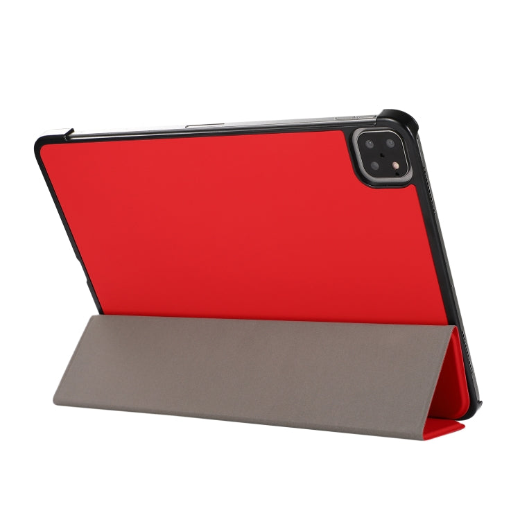 3-folding Skin Texture Horizontal Flip TPU + PU Leather Case with Holder For iPad Air 11 2024 / 2022 / 2020 10.9 (Red) - iPad Air (2022) / (2020) 10.9 Cases by PMC Jewellery | Online Shopping South Africa | PMC Jewellery | Buy Now Pay Later Mobicred