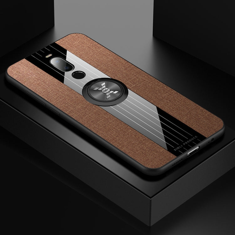 For Meizu Note 8 XINLI Stitching Cloth Texture Shockproof TPU Protective Case with Ring Holder(Brown) - More Brand by XINLI | Online Shopping South Africa | PMC Jewellery | Buy Now Pay Later Mobicred
