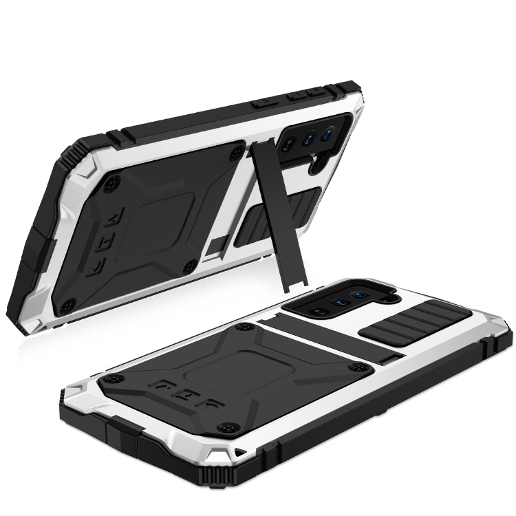 For Samsung Galaxy S21 5G R-JUST Shockproof Waterproof Dust-proof Metal + Silicone Protective Case with Holder(Silver) - free shipping - PMC TechLife - Order now!