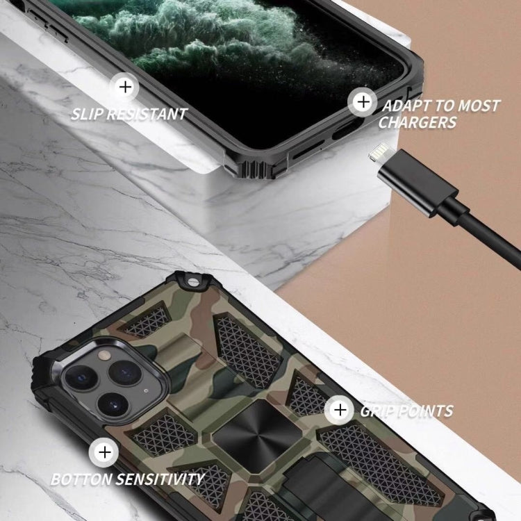 For iPhone 11 Pro Max Camouflage Armor Shockproof TPU + PC Magnetic Protective Case with Holder (Army Green) - iPhone 11 Pro Max Cases by PMC TechLife | Online Shopping South Africa | PMC TechLife | Buy Now Pay Later Mobicred