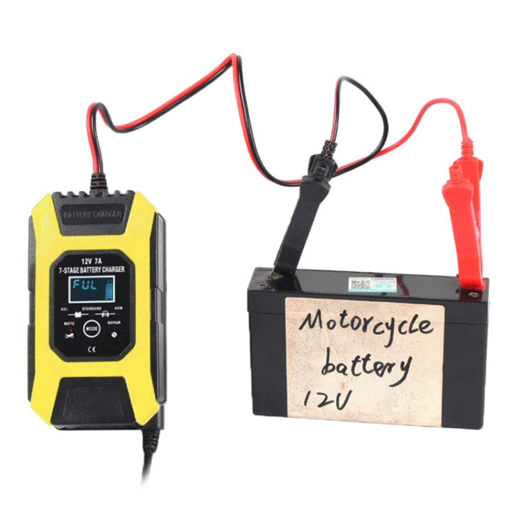 FOXSUR Car / Motorcycle Repair Charger 12V 7A 7-stage + Multi-battery Mode Lead-acid Battery Charger, Plug Type:UK Plug(Yellow) - Battery Charger by FOXSUR | Online Shopping South Africa | PMC Jewellery | Buy Now Pay Later Mobicred