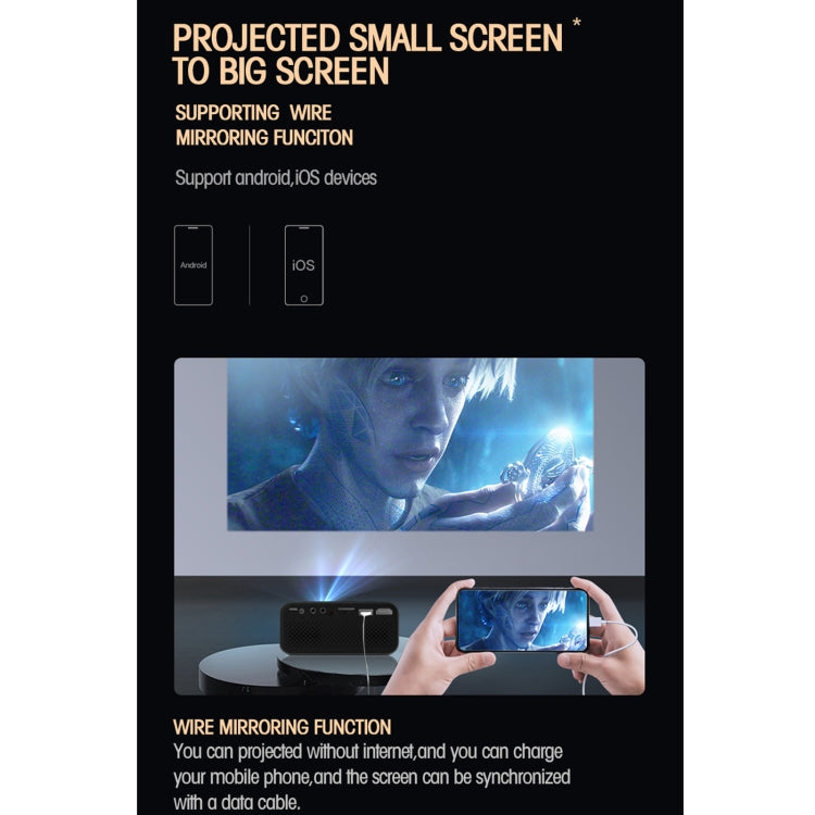 T500 1920x1080P 80 Lumens Portable Mini Home Theater LED HD Digital Projector With Remote Control & Adaptor(Yellow) - LED Projector by PMC Jewellery | Online Shopping South Africa | PMC Jewellery | Buy Now Pay Later Mobicred