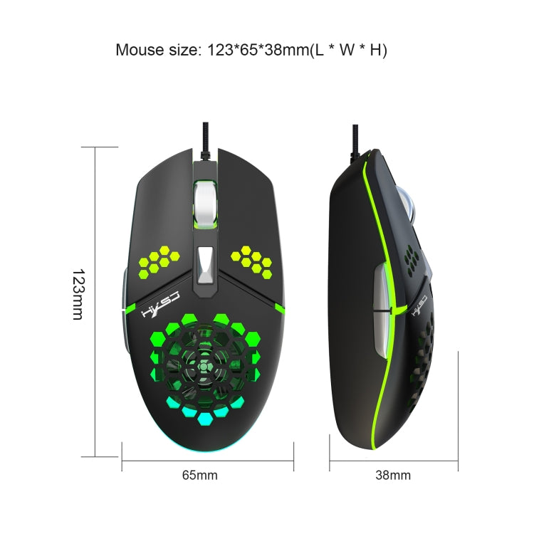 HXSJ J400 6 Keys 8000DPI RGB Light Fan Cooling Gaming Wired Mouse - Wired Mice by HXSJ | Online Shopping South Africa | PMC Jewellery | Buy Now Pay Later Mobicred