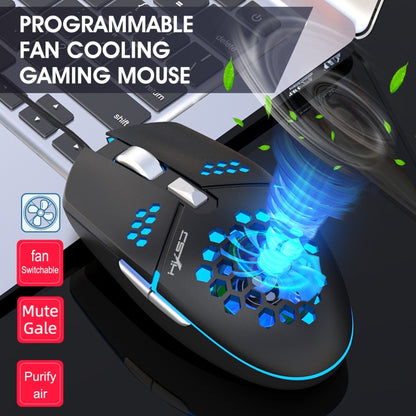 HXSJ J400 6 Keys 8000DPI RGB Light Fan Cooling Gaming Wired Mouse - Wired Mice by HXSJ | Online Shopping South Africa | PMC Jewellery | Buy Now Pay Later Mobicred