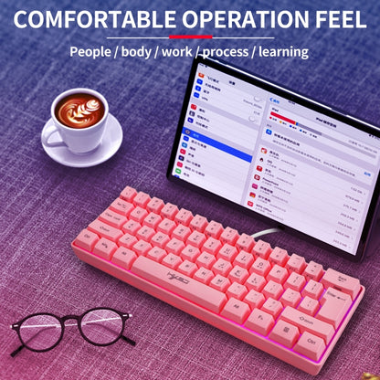 HXSJ V700 61 Keys RGB Lighting Gaming Wired Keyboard (Pink) - Wired Keyboard by HXSJ | Online Shopping South Africa | PMC Jewellery | Buy Now Pay Later Mobicred