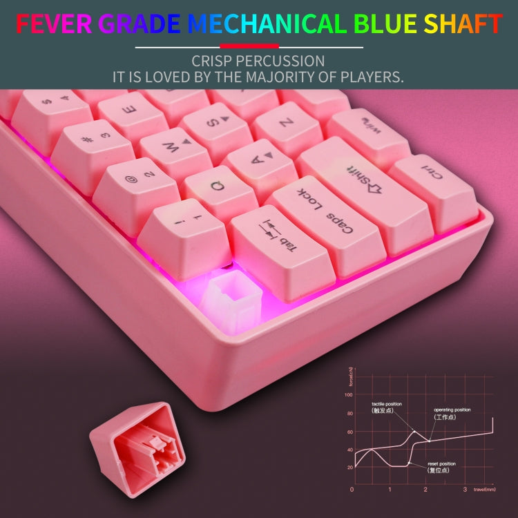 HXSJ V700 61 Keys RGB Lighting Gaming Wired Keyboard (Pink) - Wired Keyboard by HXSJ | Online Shopping South Africa | PMC Jewellery | Buy Now Pay Later Mobicred