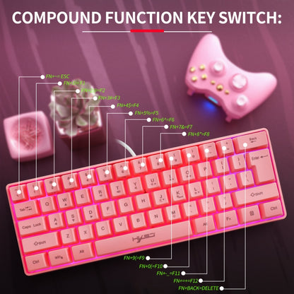 HXSJ V700 61 Keys RGB Lighting Gaming Wired Keyboard (Pink) - Wired Keyboard by HXSJ | Online Shopping South Africa | PMC Jewellery | Buy Now Pay Later Mobicred