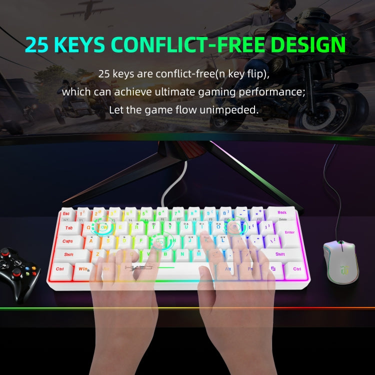 HXSJ V700 61 Keys RGB Lighting Gaming Wired Keyboard (White) - Wired Keyboard by HXSJ | Online Shopping South Africa | PMC Jewellery | Buy Now Pay Later Mobicred