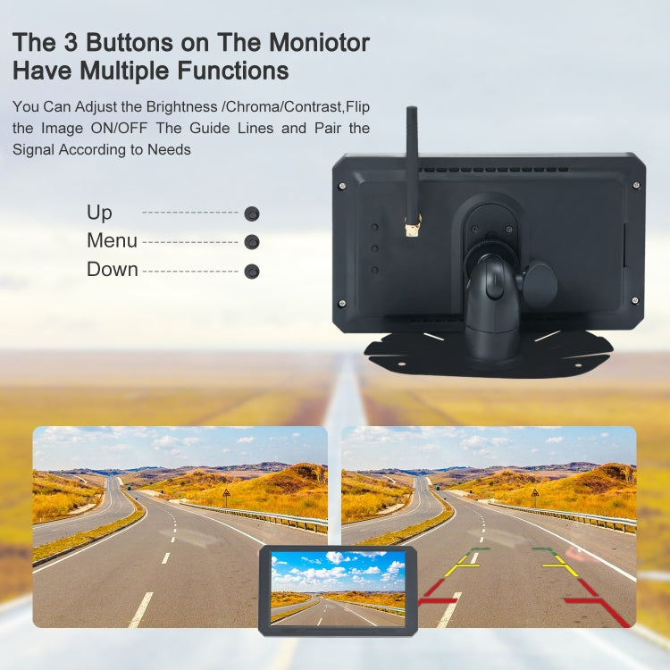 PZ720 Car 7 inch 1080P HD Digital Signal Wireless Reversing Image Rear View Camera - Rear View Cameras by PMC Jewellery | Online Shopping South Africa | PMC Jewellery | Buy Now Pay Later Mobicred