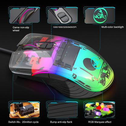 HXSJ P6+V100+A867 Keyboard Mouse Converter + One-handed Keyboard + RGB Gaming Mouse Set - Wired Mice by HXSJ | Online Shopping South Africa | PMC Jewellery | Buy Now Pay Later Mobicred