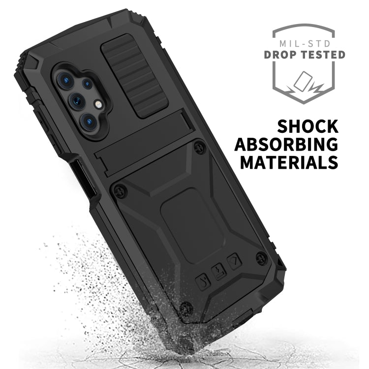 For Samsung Galaxy A32 5G / M32 5G R-JUST Waterproof Shockproof Dustproof Metal + Silicone Protective Case with Holder(Black) - Galaxy Phone Cases by R-JUST | Online Shopping South Africa | PMC Jewellery