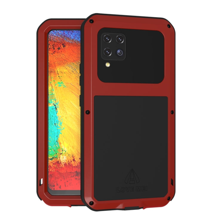 For Samsung Galaxy A42 LOVE MEI Metal Shockproof Waterproof Dustproof Protective Case with Glass(Red) - Galaxy Phone Cases by LOVE MEI | Online Shopping South Africa | PMC Jewellery | Buy Now Pay Later Mobicred