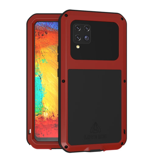 For Samsung Galaxy A42 LOVE MEI Metal Shockproof Waterproof Dustproof Protective Case with Glass(Red) - Galaxy Phone Cases by LOVE MEI | Online Shopping South Africa | PMC Jewellery | Buy Now Pay Later Mobicred