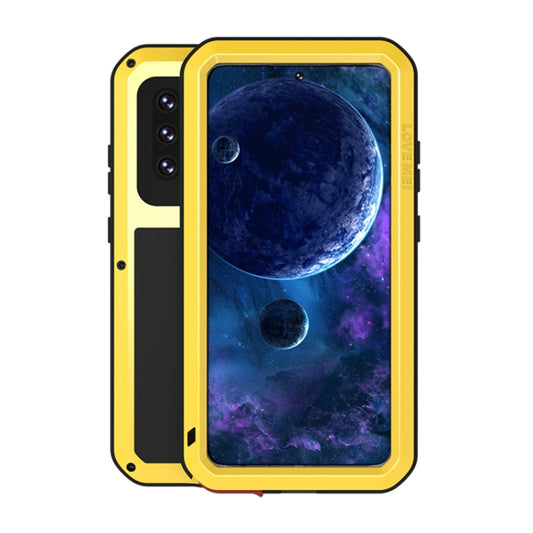 For Samsung Galaxy A52 5G / 4G LOVE MEI Metal Shockproof Waterproof Dustproof Protective Case with Glass(Yellow) - Galaxy Phone Cases by LOVE MEI | Online Shopping South Africa | PMC Jewellery | Buy Now Pay Later Mobicred