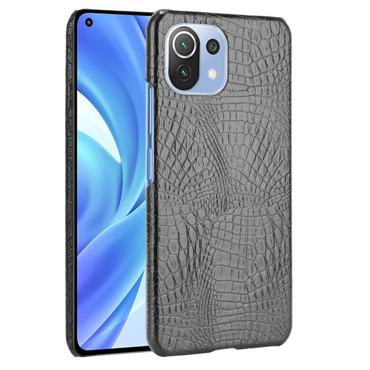 For Xiaomi Mi 11 Lite Shockproof Crocodile Texture PC + PU Case(Black) - Xiaomi Cases by PMC TechLife | Online Shopping South Africa | PMC TechLife