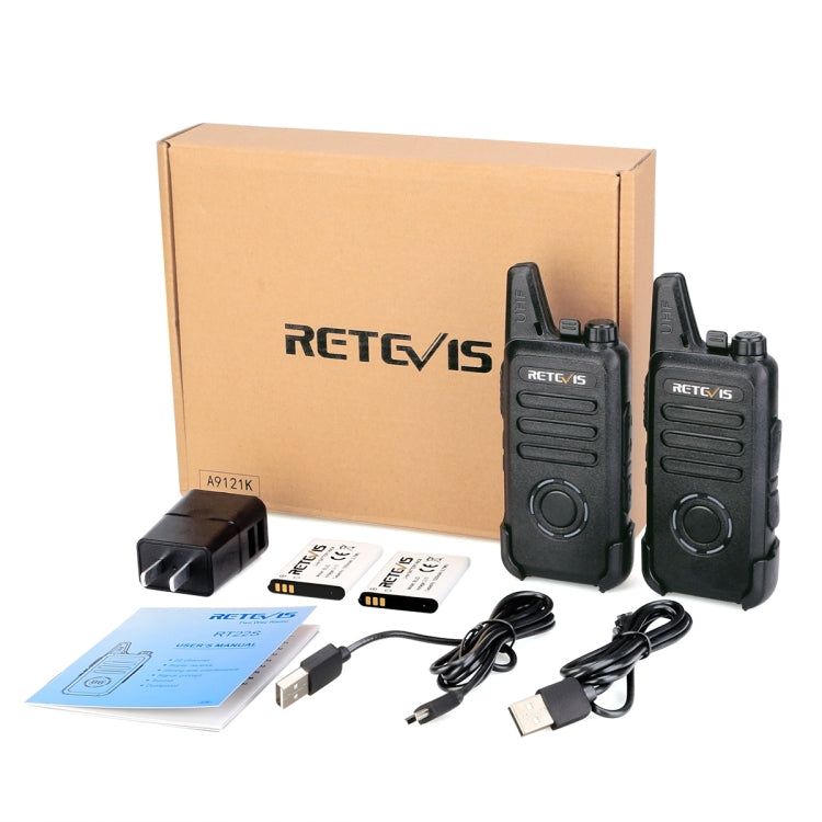 1 Pair RETEVIS RT22S US Frequency 22CHS FRS License-free Two Way Radio Handheld Walkie Talkie, US Plug(Black) - Handheld Walkie Talkie by RETEVIS | Online Shopping South Africa | PMC Jewellery | Buy Now Pay Later Mobicred