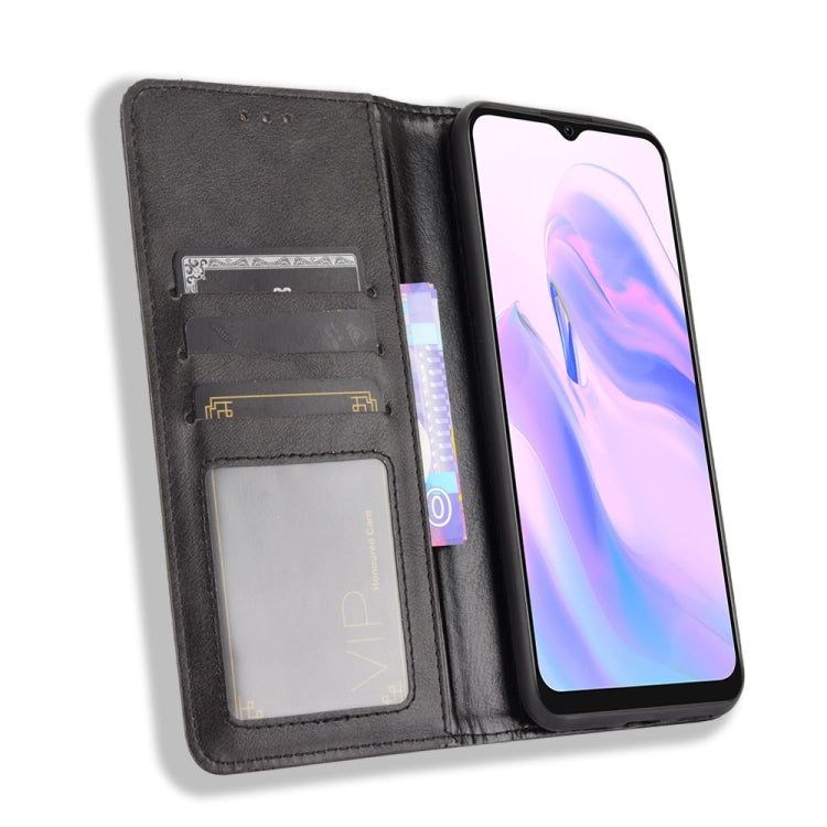 For Blackview A70 (2021) Magnetic Buckle Retro Crazy Horse Texture Horizontal Flip Leather Case with Holder & Card Slots & Photo Frame(Black) - More Brand by PMC Jewellery | Online Shopping South Africa | PMC Jewellery